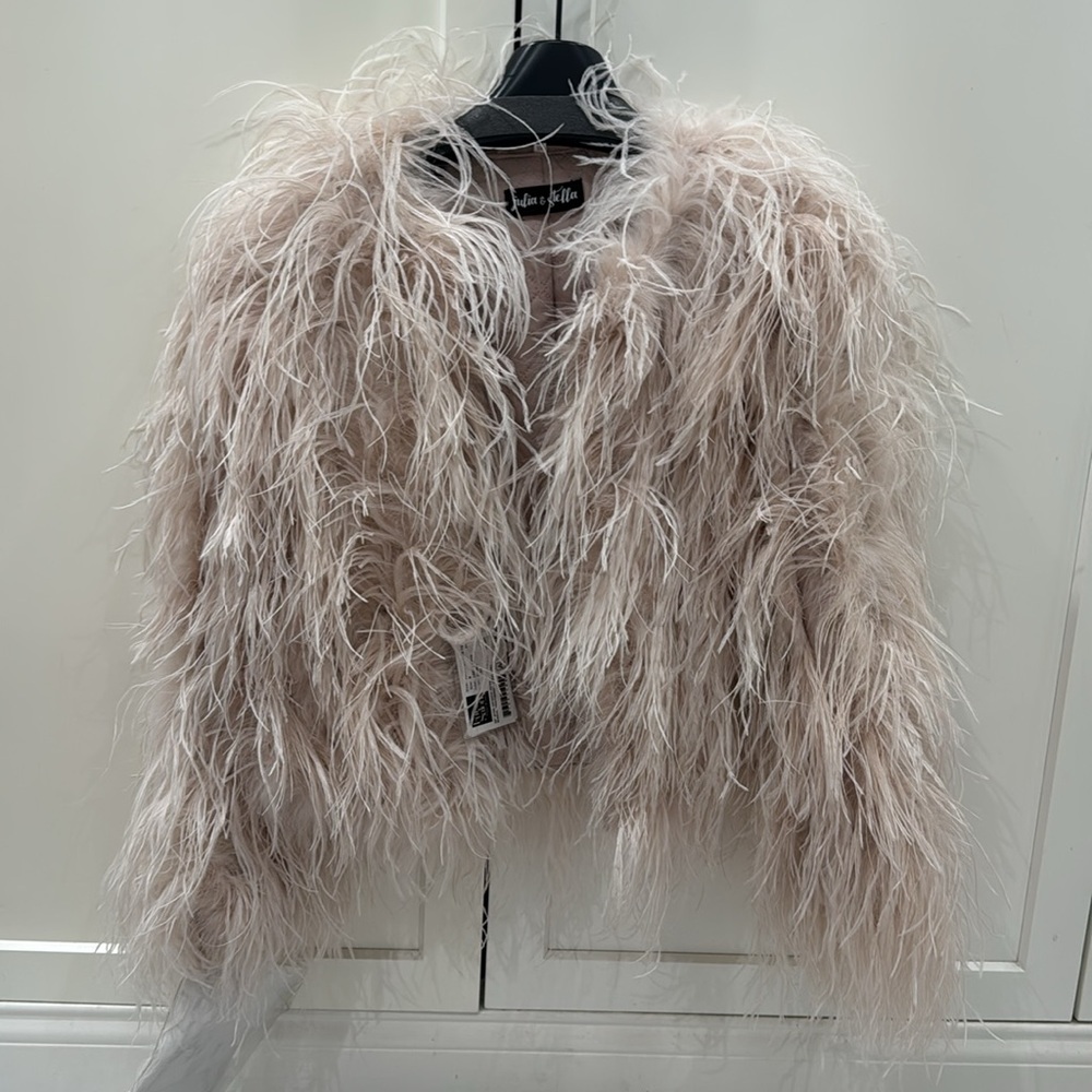 Pale pink Dyed ostrich jacket size: S
